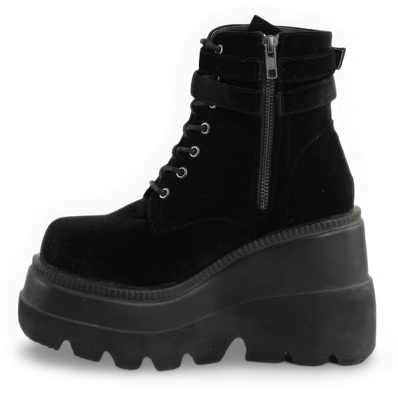 Demonia Black Platform Lace-Up Boots